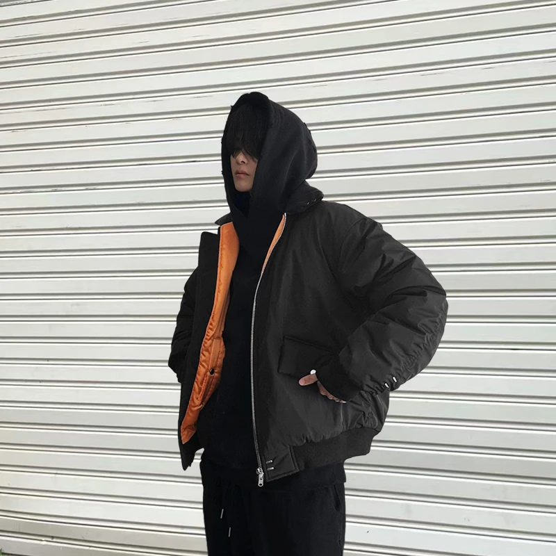 【叶胆大】美式潮牌高街重磅飞行夹克棒球服外套宽松加厚拉链棉服男