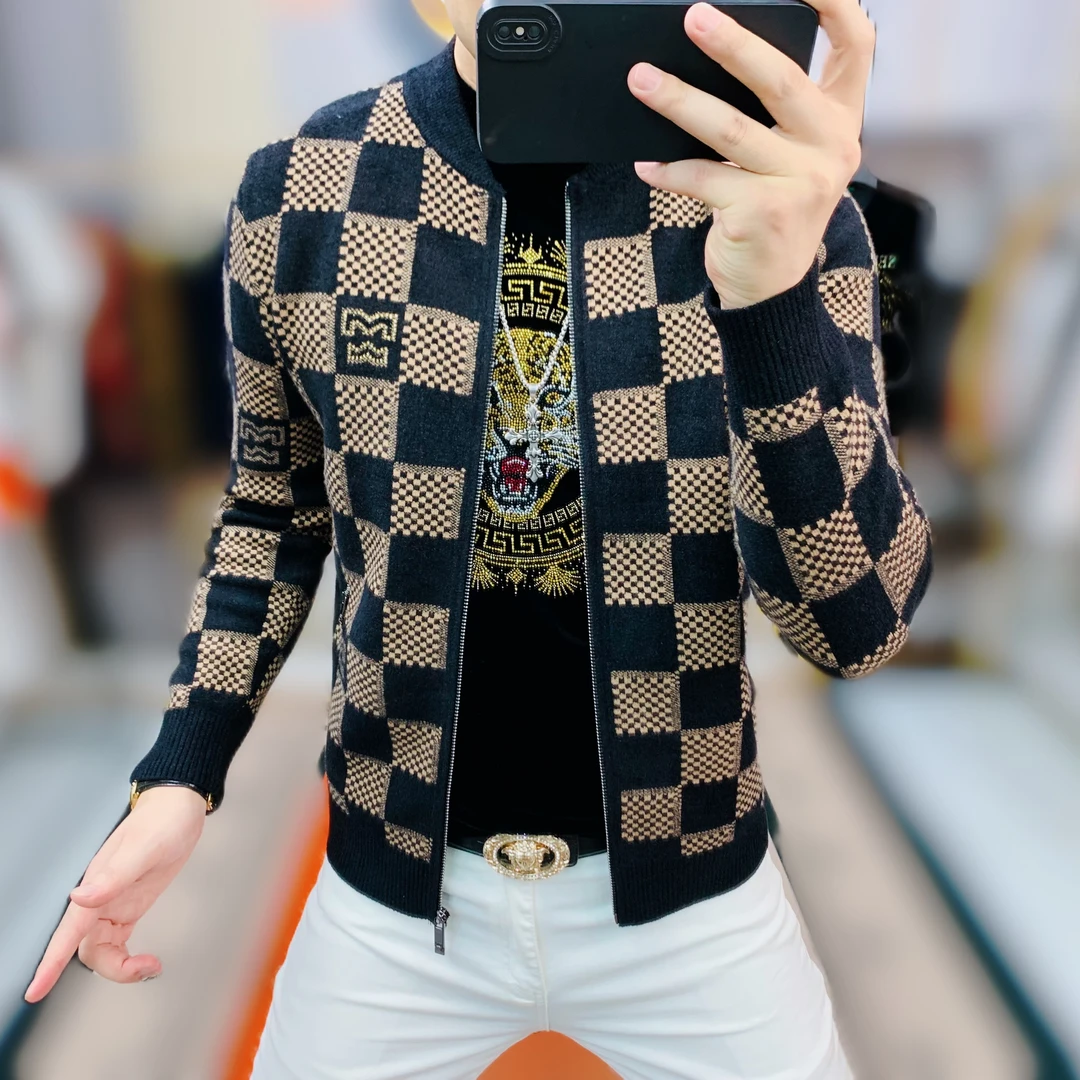 阿凯严选  高品质2025新款针织毛衣提花男士不起球不褪色修身外套