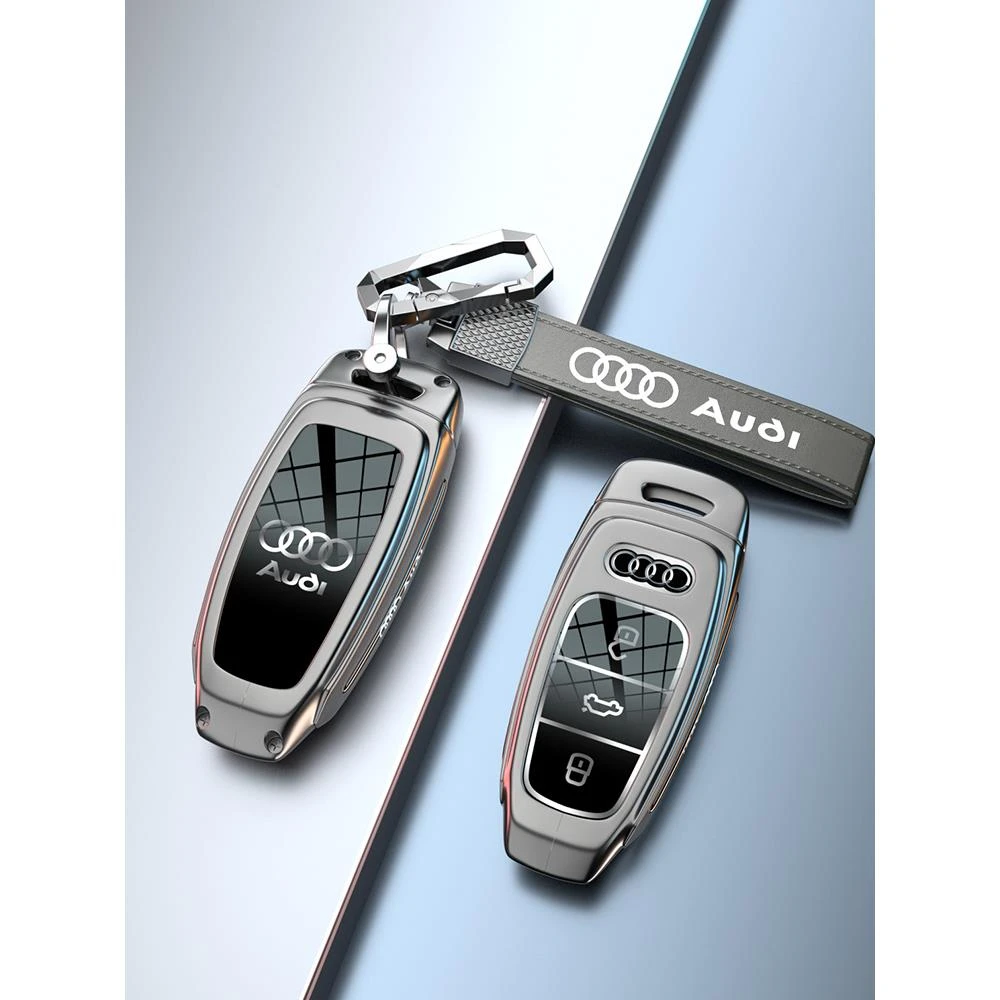 奥迪a6l钥匙套a4l高级q5l专用a3装饰q3用品q2l车标q7改装配件壳扣