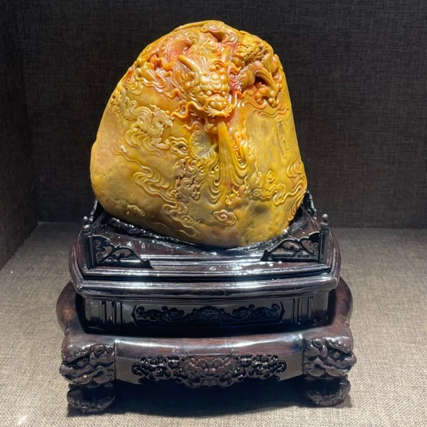寿山石摆件精品龙腾盛世客厅办公摆放送礼玄关摆件田黄石摆放送礼