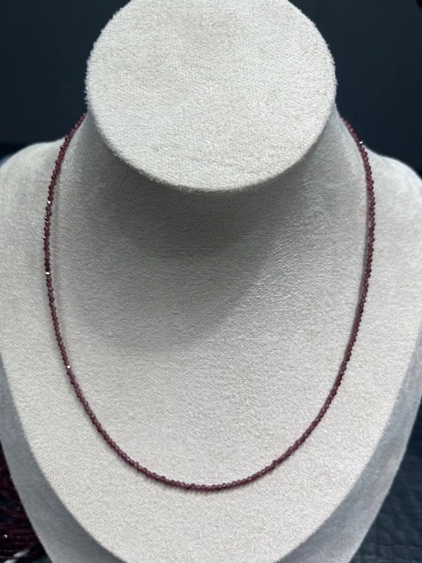 天然紫牙乌石榴石2mm半成品刻面锁骨链项链