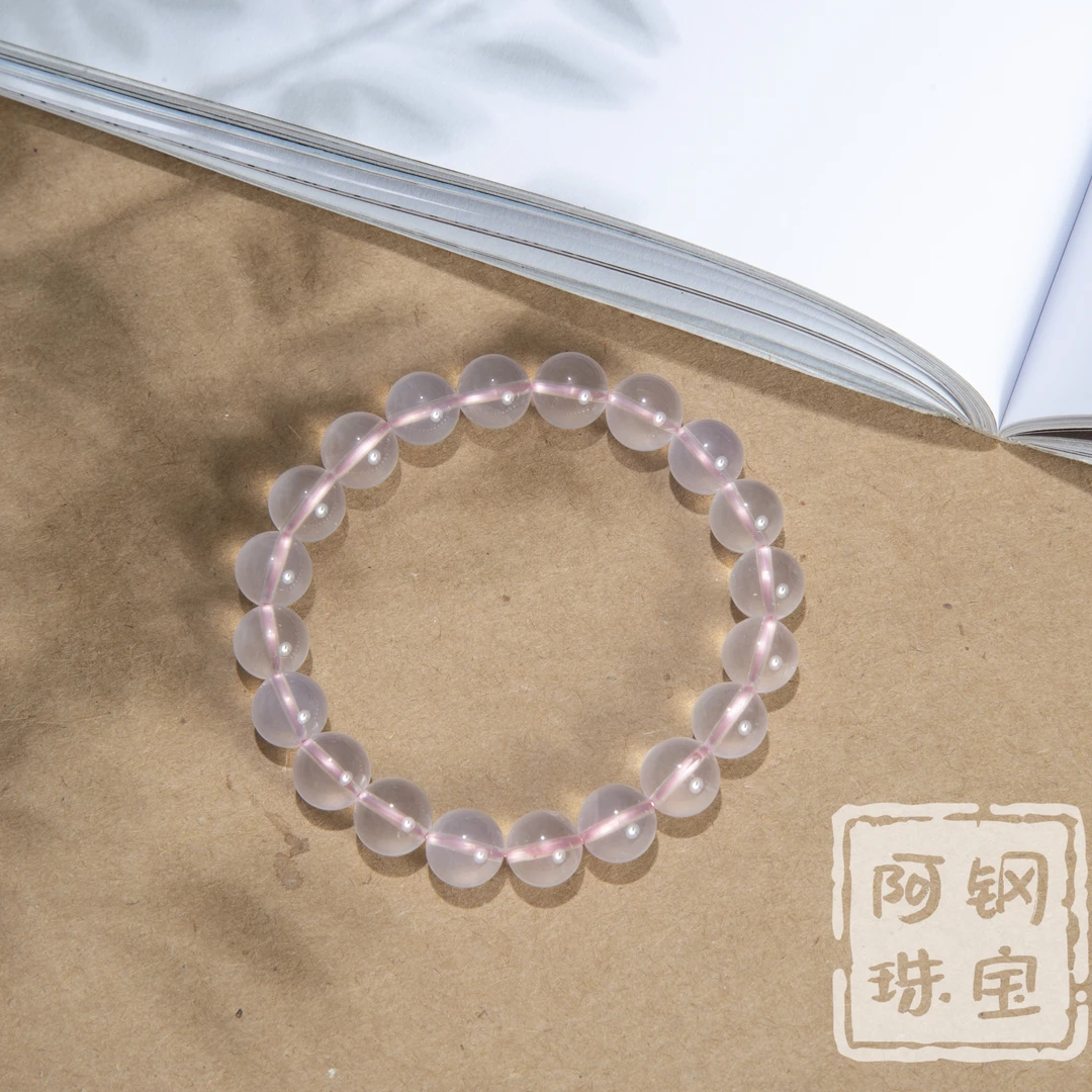 天然高品莫桑比克六芒星光粉晶手串清新可爱款多样性发其一MF112