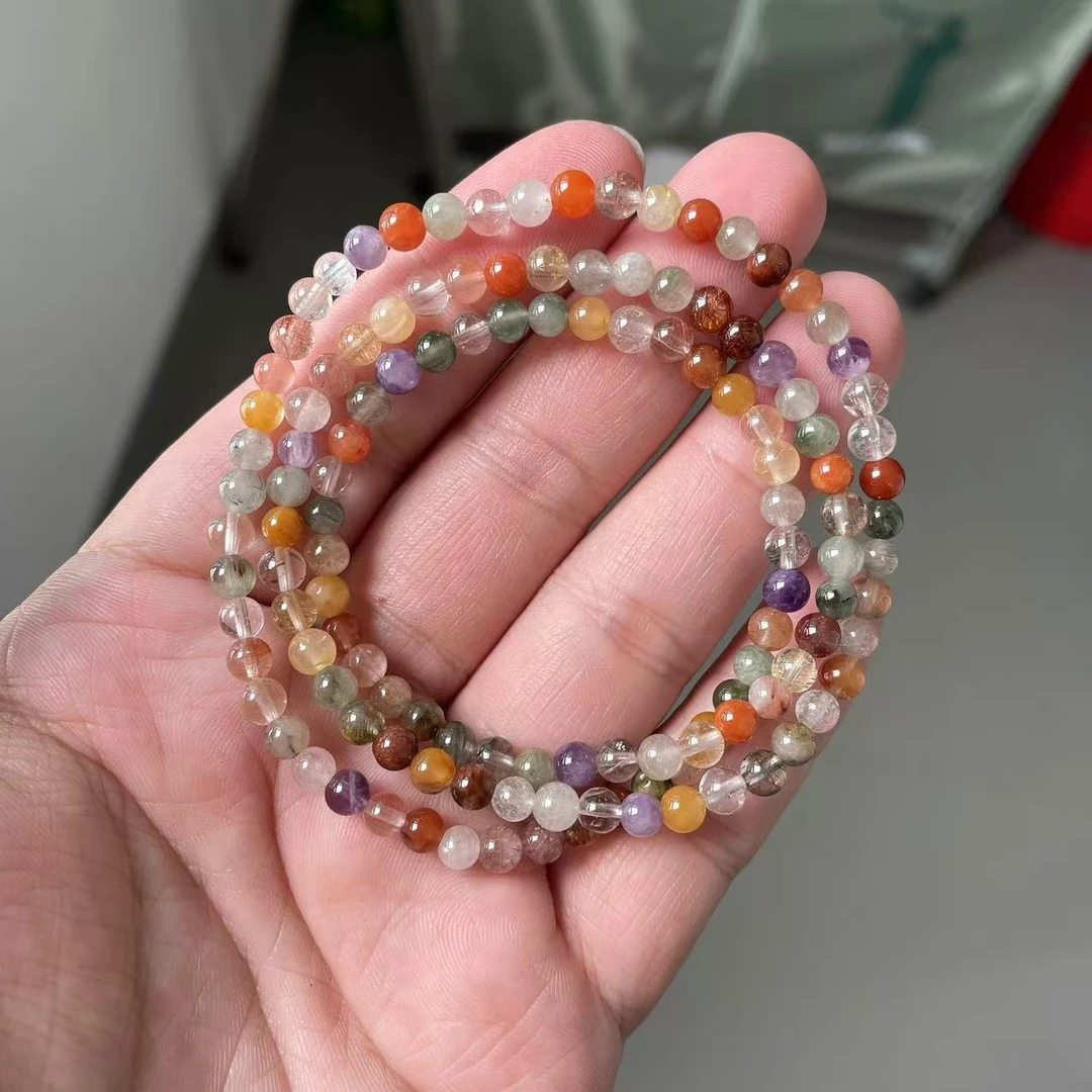 【九紫离火】天然彩兔毛水晶多宝4mm+多圈长链多样性发其一TM315-4