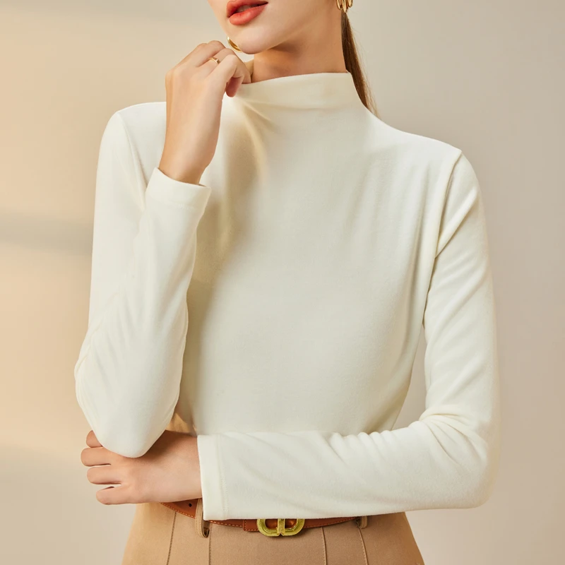 经典BI备 养肤莫代尔半高领打底内搭上衣女后中拼缝打底衫