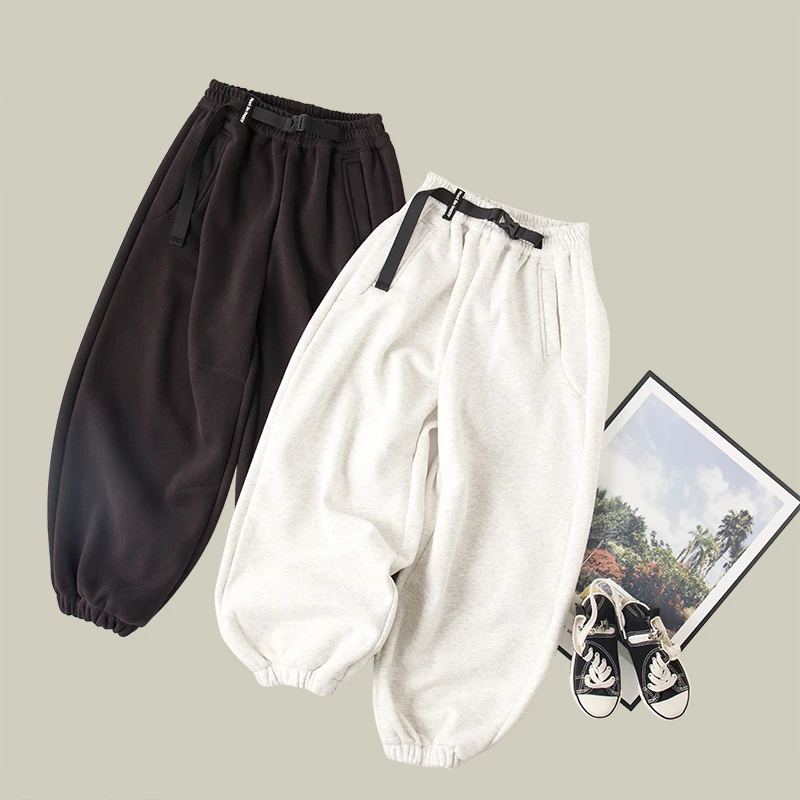 吴小越W802男童卫裤加绒裤子冬款儿童长裤卫裤休闲束脚运动裤百搭