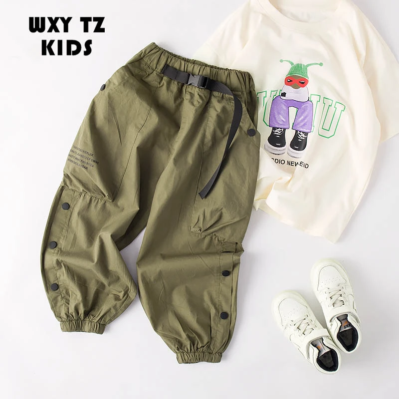 w175童装男童九分裤夏款儿童灯笼裤宽松韩版休闲工装裤子防蚊裤