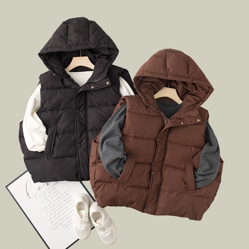 吴小越w759儿童连帽棉马甲新款男童韩版中大童轻薄坎肩秋冬背心