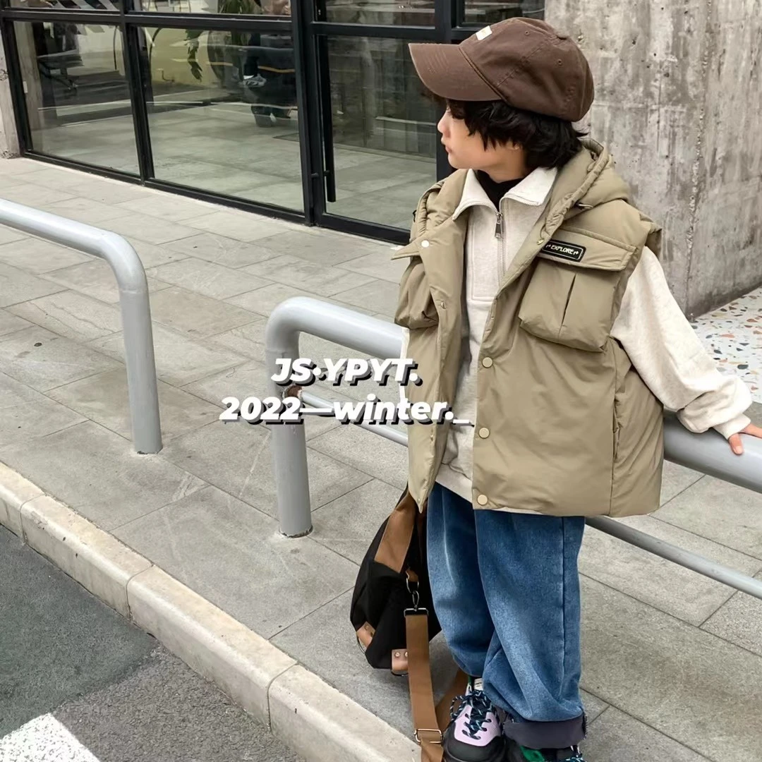 现货zb957男童高货羽绒马甲110-150秋冬儿童加厚清新冬季冬款纯色