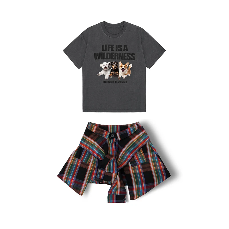 夏装搭配一整套休闲短袖T恤女流行不规则设计短裙子两件套装1585