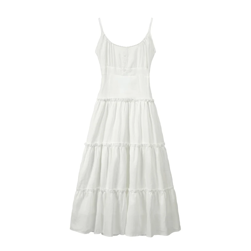 吊带连衣裙少女夏装新款可爱甜美仙女度假气质显瘦收腰长裙子3673