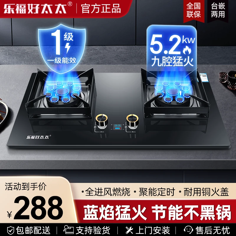 乐福好太太炉具燃气灶台式嵌入两用天然气双灶猛火燃气液化气炉灶