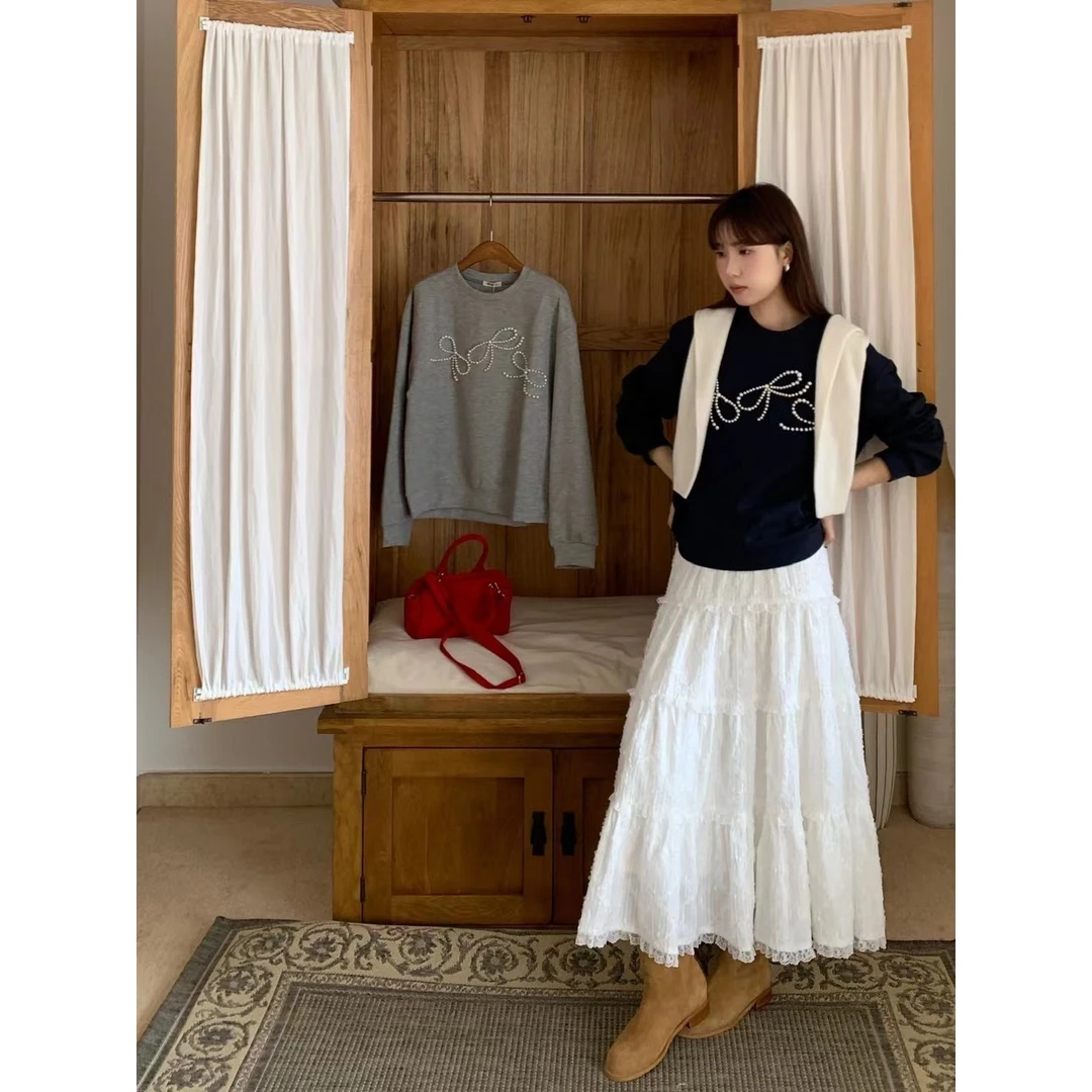 L-Q015#甜美温柔减龄肌理感A字长款蛋糕裙（内里加绒）