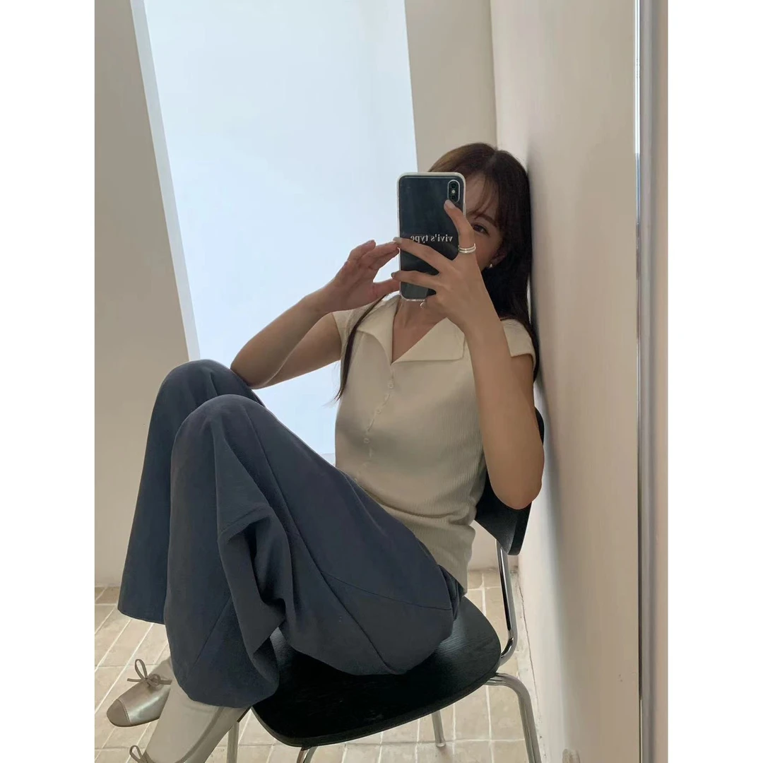 L-3968#早秋气质显瘦舒适百搭针织上衣