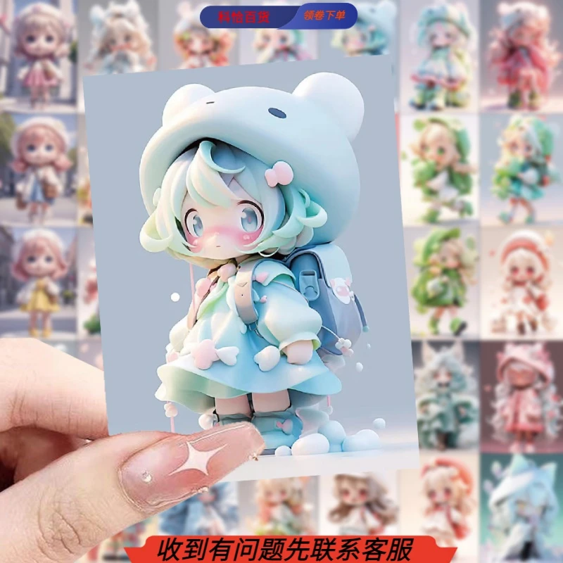60张二次元崽崽插画贴纸日系可爱呆萌小女孩DIY手账素材桌面贴画