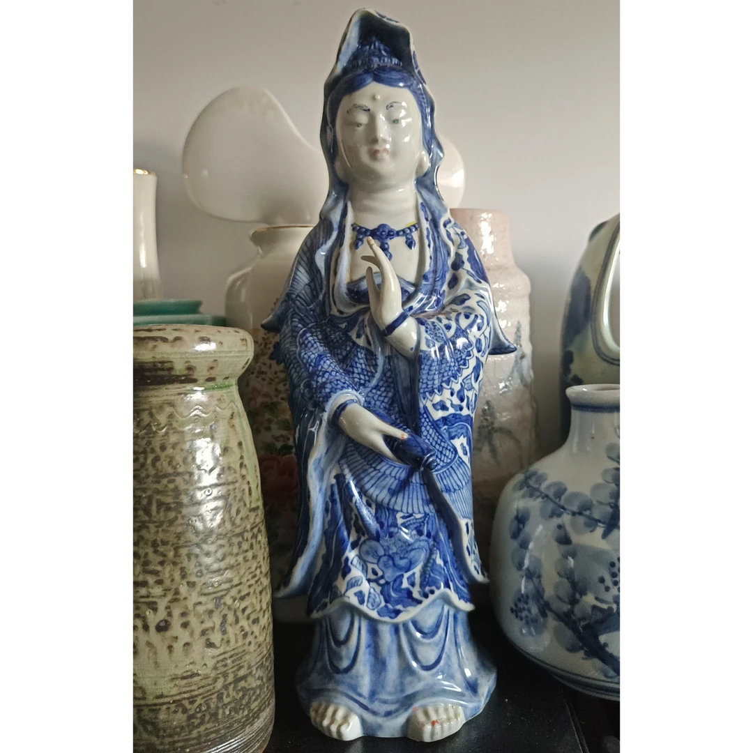 23号链接青花观音像九谷菊仙