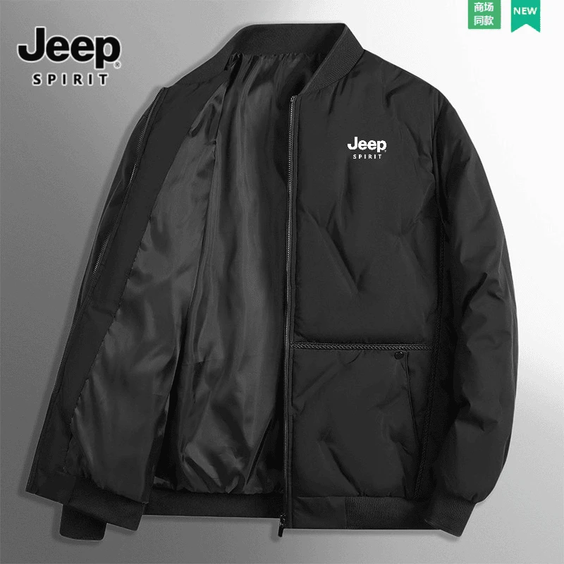 JEEPSPIRIT吉普棉衣男秋冬季棒球领面包服加厚宽松棉服外套夹克男