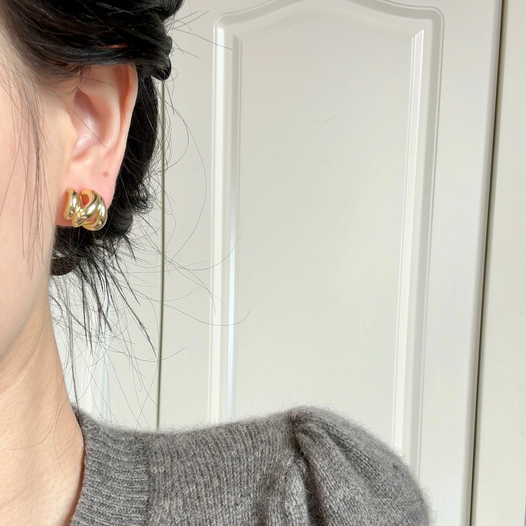 铜合金耳饰 Q163 金属不规则耳夹无耳洞高级小众通勤小巧设计耳环