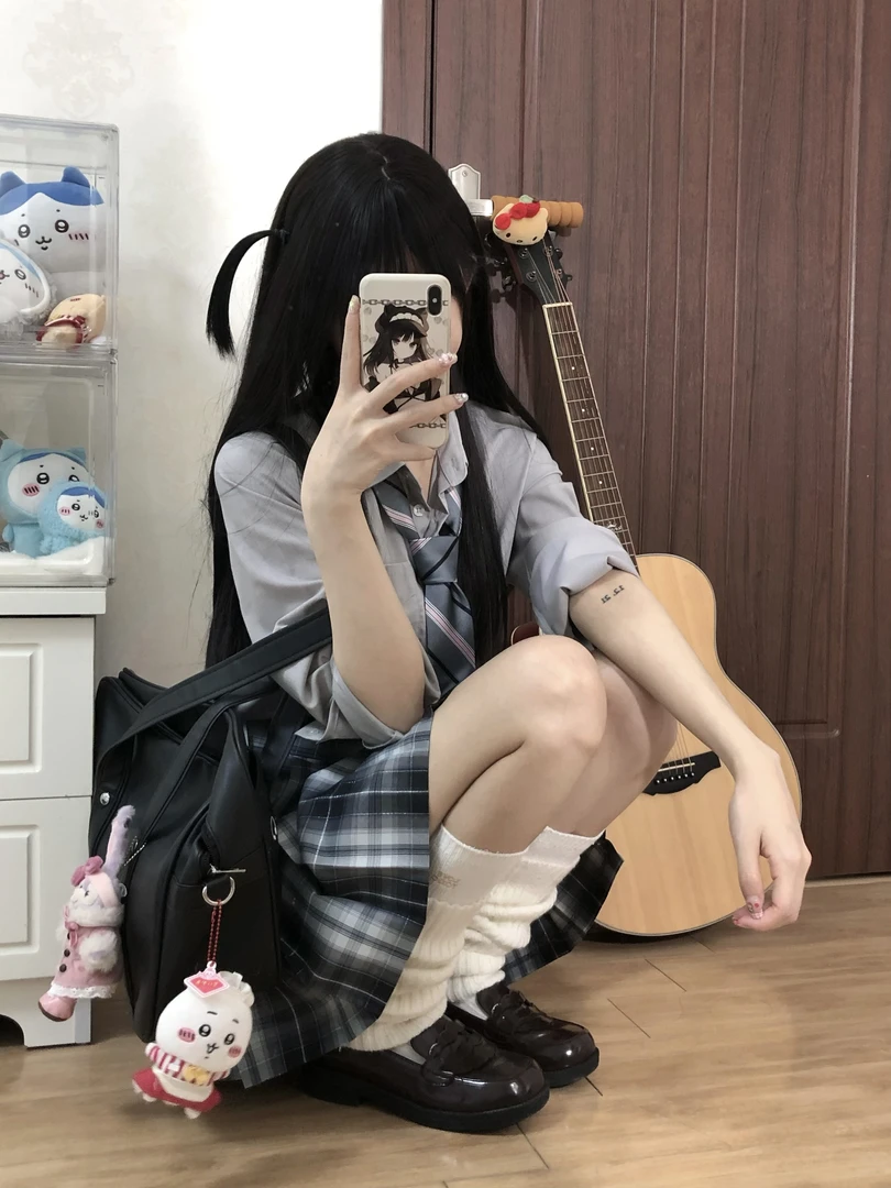 【灰烬】原创JK格裙学生学院风百搭日系银线显瘦半身裙