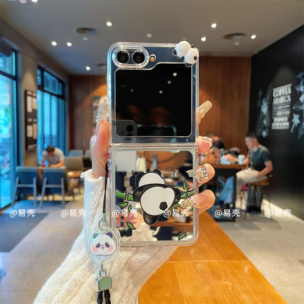 镜面折叠适用于三星zflip6手机壳女款ZFLIP5创意zflip4/3防摔套