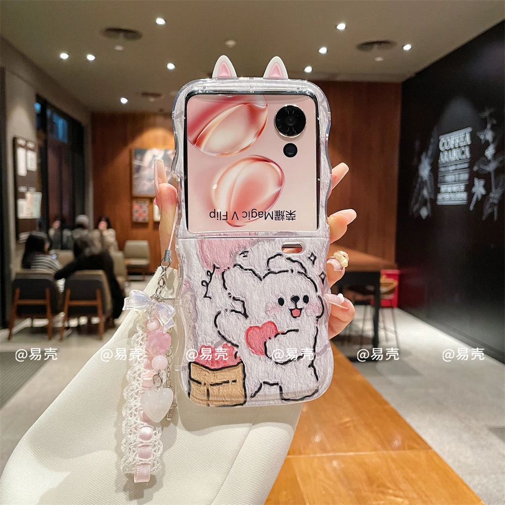 波浪折叠适用于荣耀Magic V Flip手机壳V Flip女款防摔创意保护套