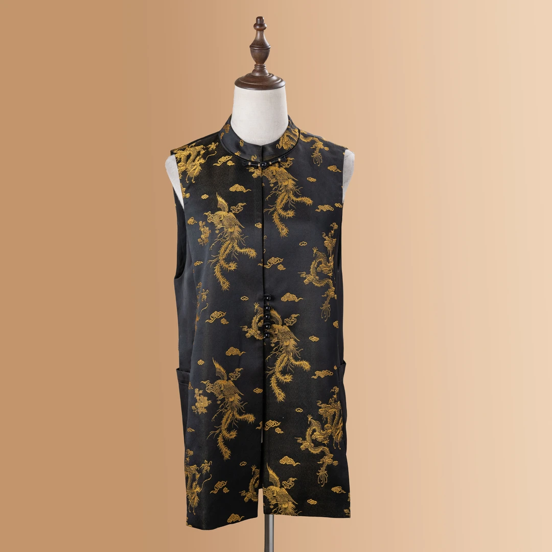 时尚精品宽松人丝国风马甲4036