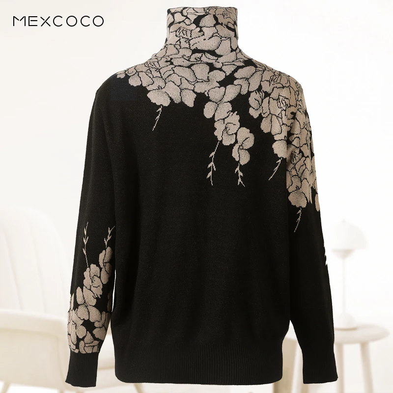 MEXCOCO/兰瑟儿秋冬新款气质时尚长袖高领百搭针织衫上衣M4WZ5057