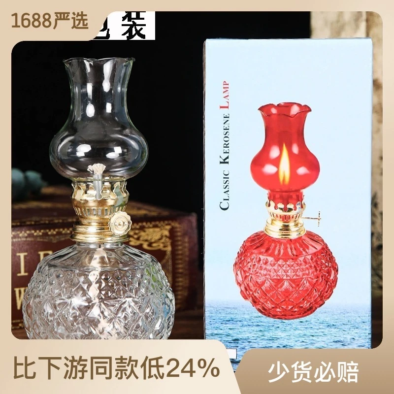 复古水晶煤油灯 乔迁入伙应急照明长明灯 客厅卧室摆件氛围小夜灯