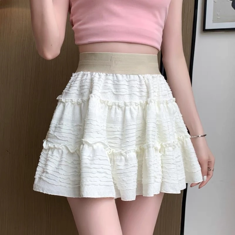 波浪纹显瘦百搭A字防走光内衬短裙JEC6899