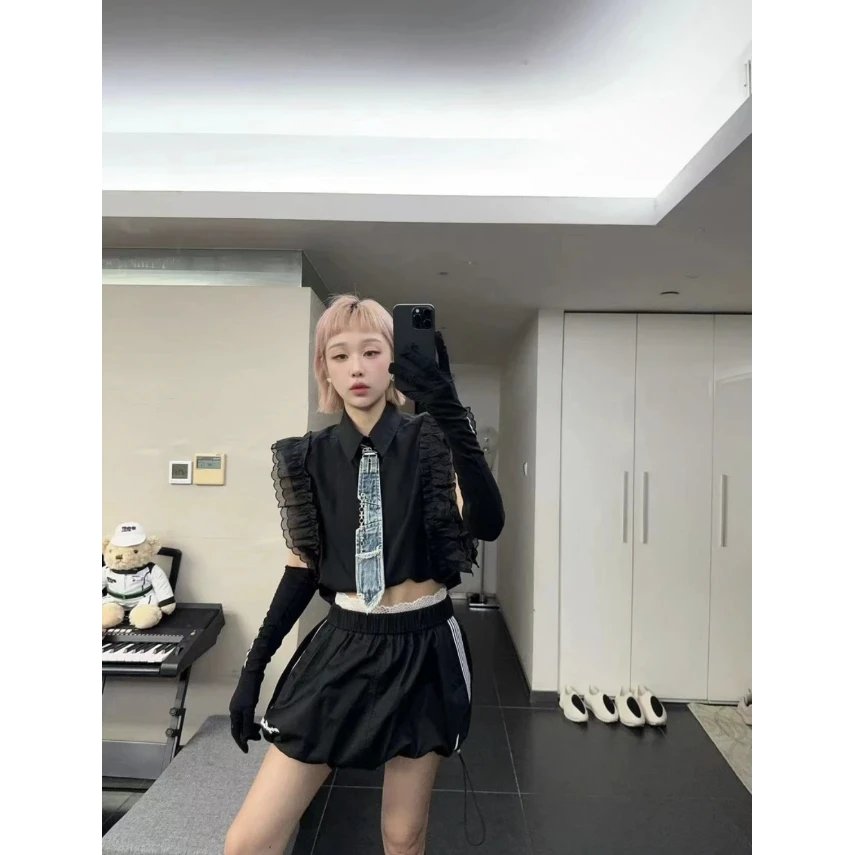 运动风侧边条防走光内衬短裙THR2034