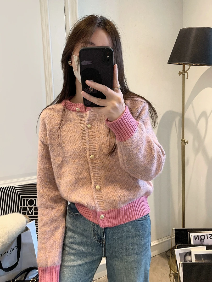 【濮院毛衫】小香风浣熊毛衣外套女春款慵懒风针织开衫上衣