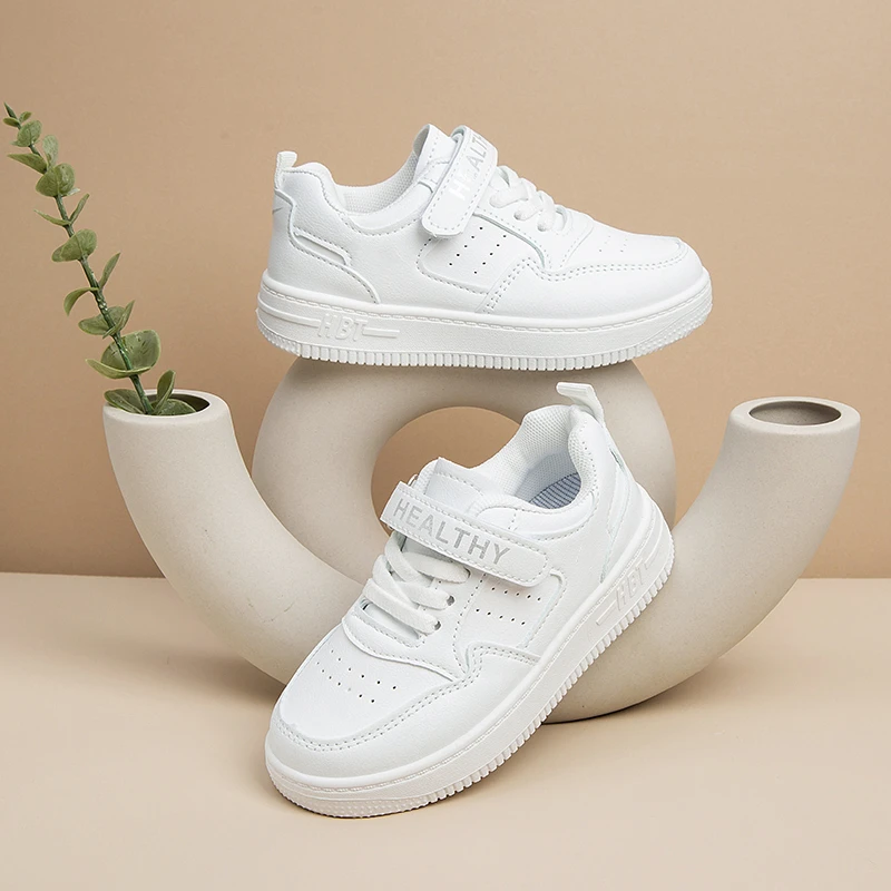 【休闲板鞋】新款校园儿童小白鞋男童皮面防水运动鞋女童休闲鞋066