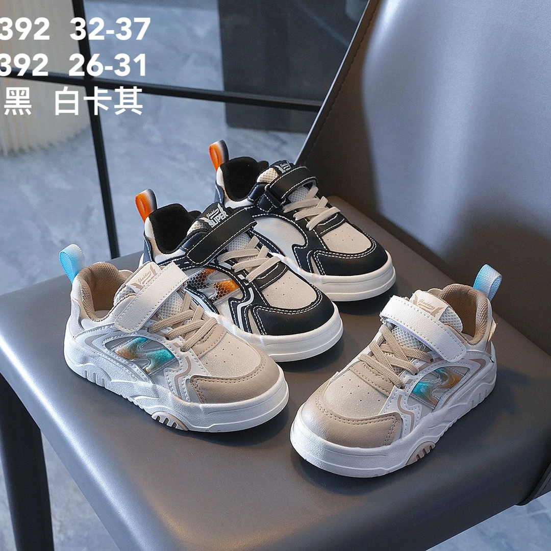 新款儿童春秋皮面休闲时尚百搭男女童爆款板鞋休闲鞋392