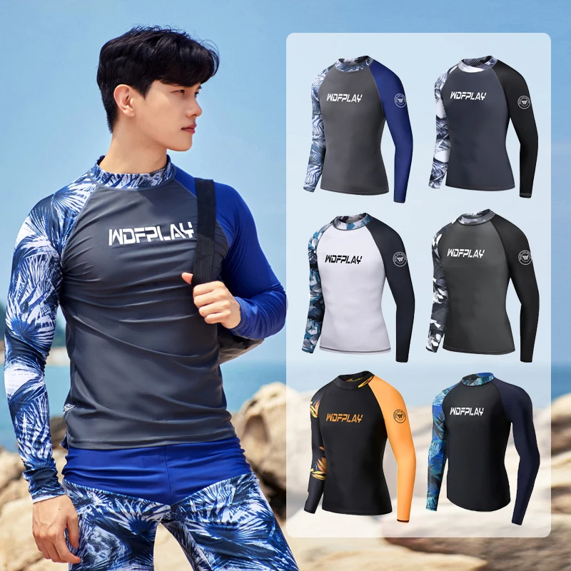 潜水服男士上衣防晒速干浮潜服冲浪服长袖长裤泳衣水母衣分体套装