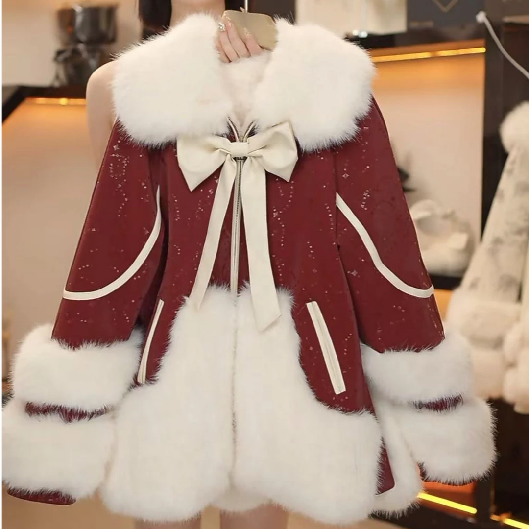 【平安喜乐】2024冬季红人上新时尚百搭好看纳帕软皮毛毛外套