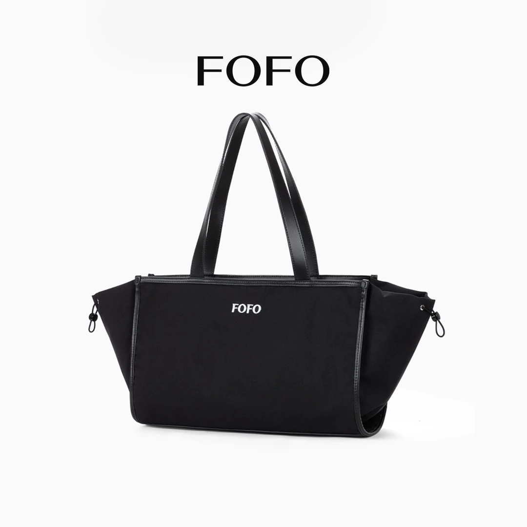 FOFO时尚抽绳饺子包原创牛皮包包女简约高级感大容量通勤托特包