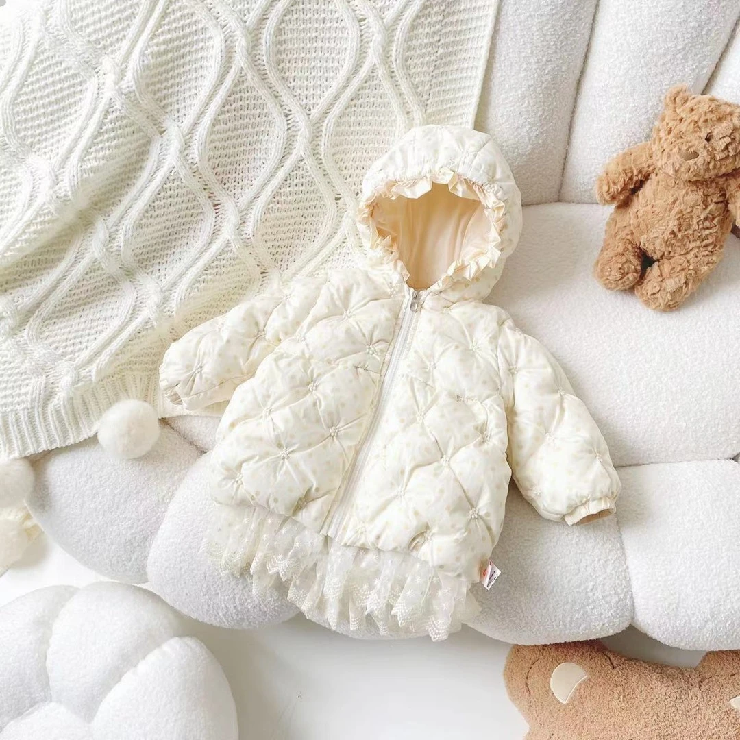巴拉巴拉DW239727冬季新款女童羽绒服新国标90白鸭绒宝宝连帽外套