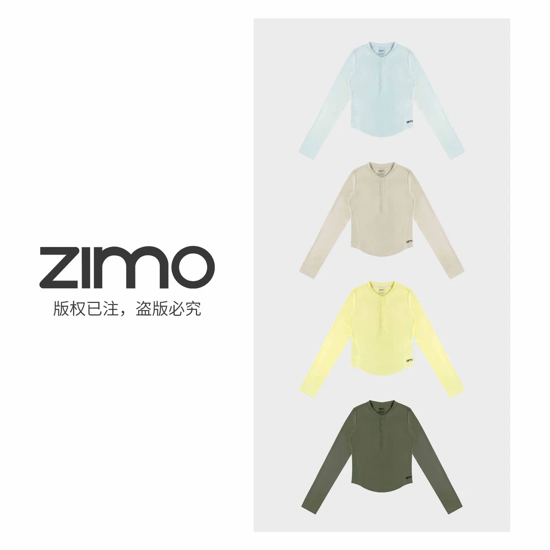 空气层竖纹亨利领长袖114-zimo-瑜伽健身瑜伽服健服YFCX114