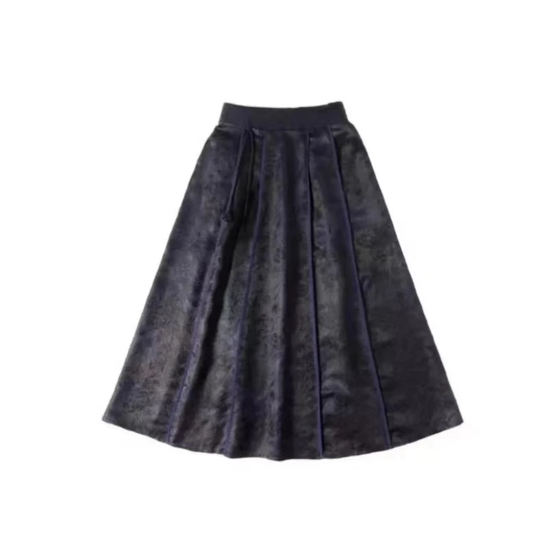 【兰亭】重磅立体提花马面裙 国风时尚复古百褶流苏百搭玫瑰半身裙