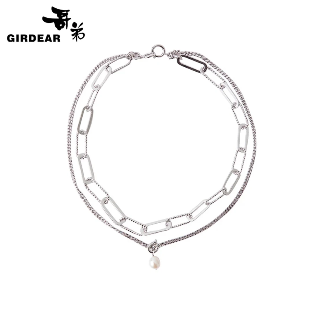 GIRDEAR/哥弟 合金仿珍珠项链 时尚潮流百搭叠戴双层项链 1900528
