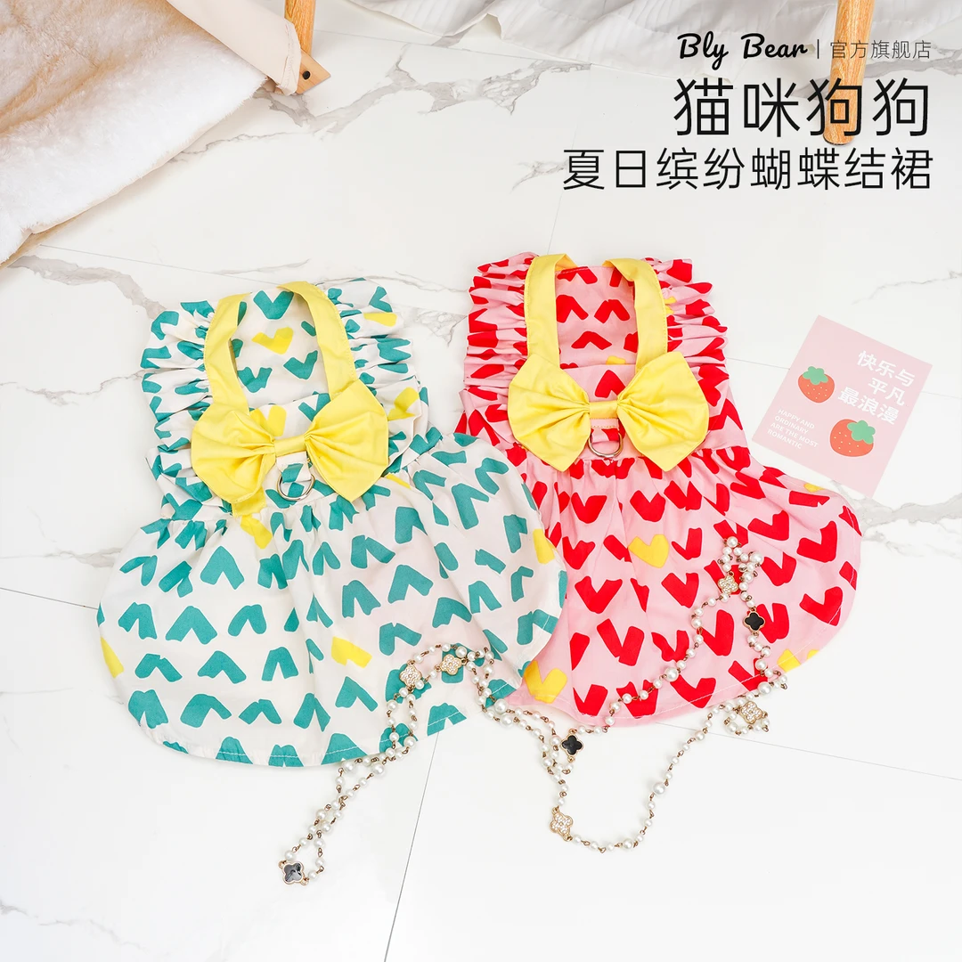 【夏日缤纷蝴蝶结裙】猫咪狗狗夏季棉裙子可爱甜美轻薄透气防掉毛