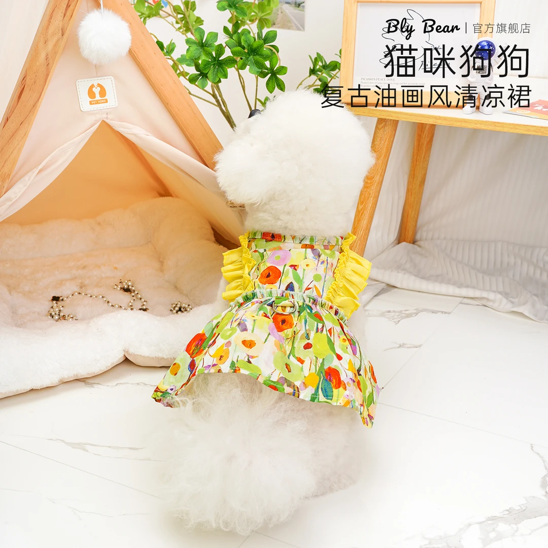 【复古油画风清凉裙】猫咪狗狗夏季蓬蓬裙子棉柔透气防掉毛金渐层