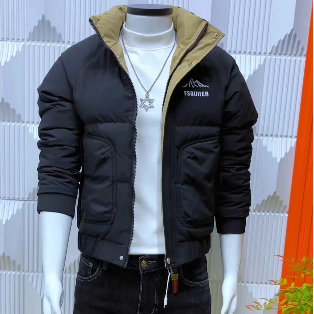 韩版立体领潮牌痞帅爆款高级感休闲时尚外套秋冬保暖男士修身棉服