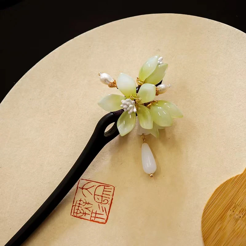 春花三月发簪古风流行旗袍新中式国风