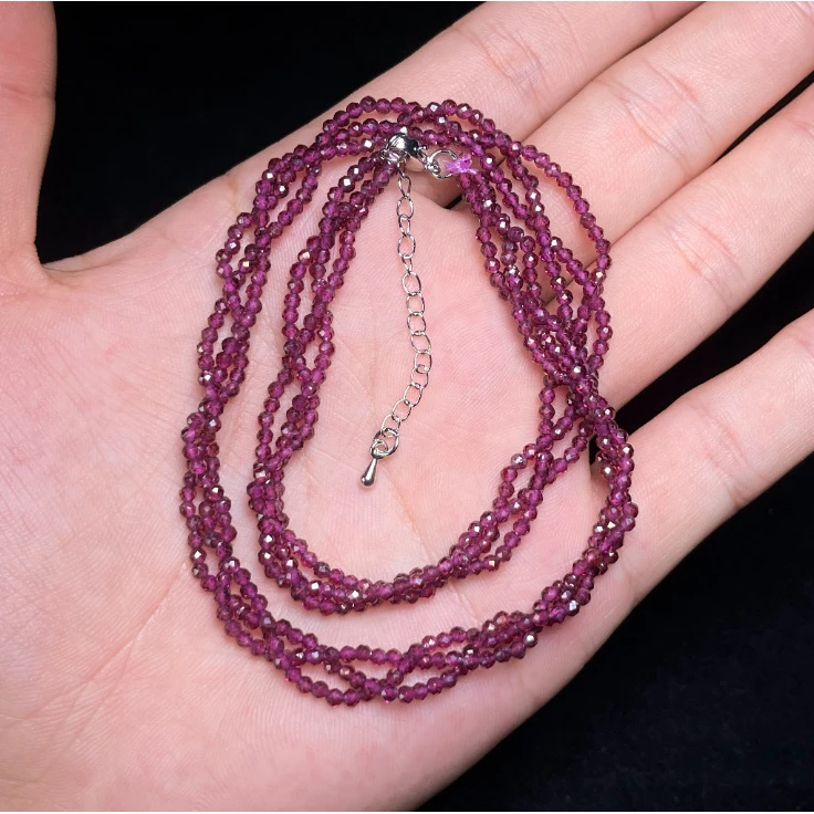 菲菲珠宝好*38795石榴石切割面约2mm女神百搭链