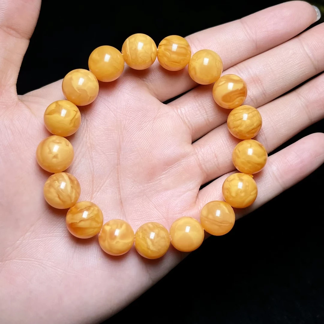 菲菲珠宝好*44493蜜蜡单圈手串老蜡圆珠约12mm