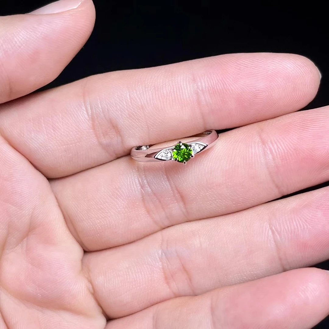 透辉石戒指-菲菲珠宝好*S925透辉石戒指约5mm可调节