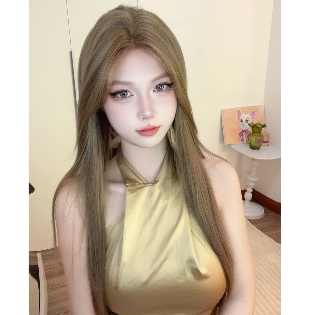 【千金归来】小额蕾丝混合浅棕色长直发可调节百搭全头套造型假发