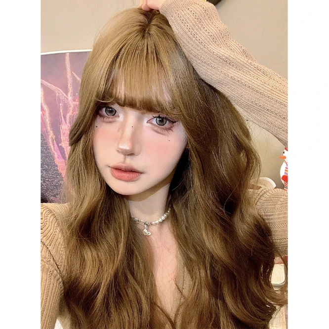 KuKu公主-【珍妮】空气刘海假发香槟棕色氛围感显白全头套