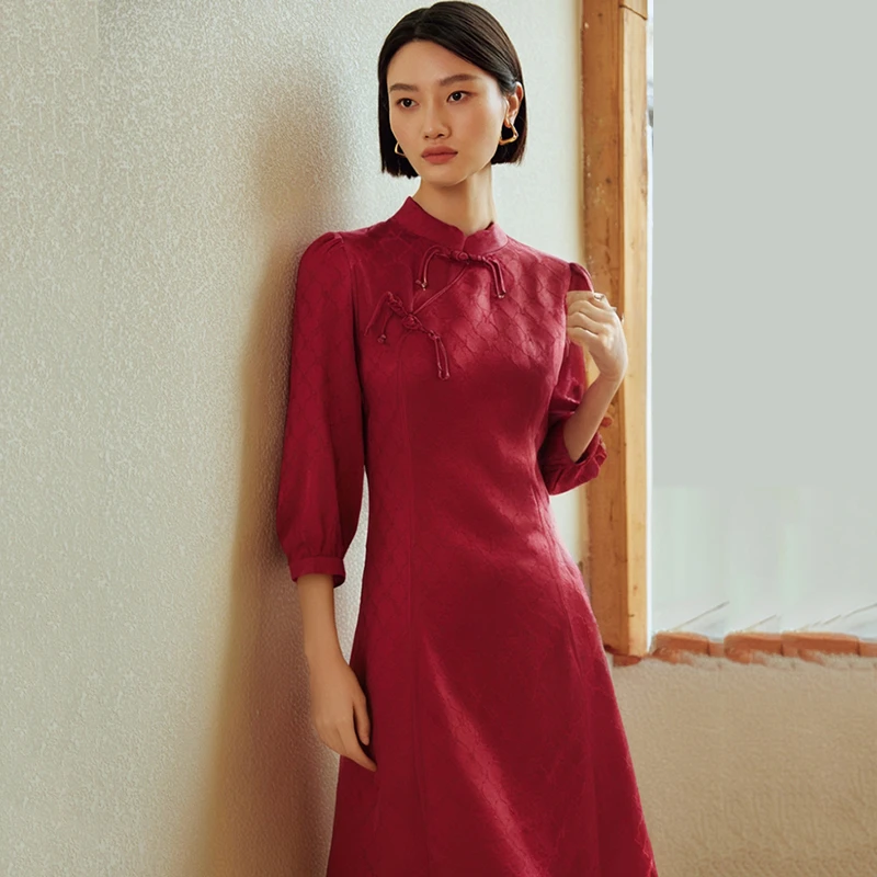 27296【依目系列】修身中式旗袍连衣裙4I183310D