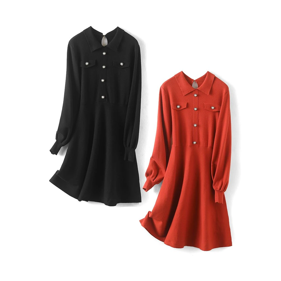 8735【伊系列】名媛气质针织连衣裙Q21D1M7305